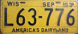 1953 Wisconsin Passenger License Plate