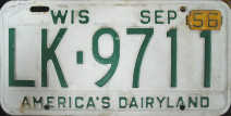 1956 Wisconsin Passenger License Plate