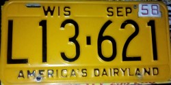 1958 Wisconsin Passenger License Plate