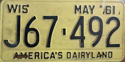1961 Wisconsin Passenger License Plate
