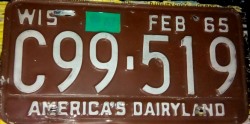 1965 Wisconsin License Plate