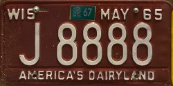1967 Wisconsin License Plate