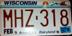 Wisconsin White Back Flip Sheeting License Plate MHZ