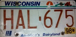 Wisconsin White Back Flip Sheeting License Plate HAL