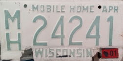 2001 Wisconsin Mobile Home License Plate