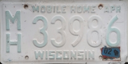 2002 Wisconsin Mobile Home License Plate