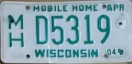 2004 Wisconsin Mobile Home License Plate