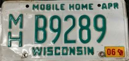 2006 Wisconsin Mobile Home License Plate