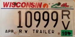 2010 Wisconsin RV Trailer License Plate