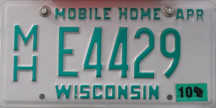 2010 Wisconsin Mobile Home License Plate