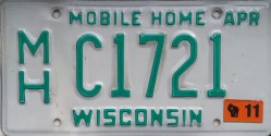 2011 Wisconsin Mobile Home License Plate