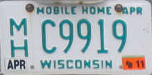 2011 Wisconsin Mobile Home License Plate