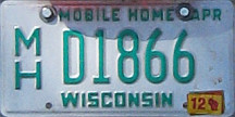 2012 Wisconsin Mobile Home License Plate