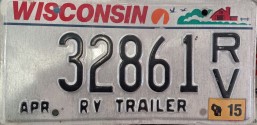 2015 Wisconsin RV Trailer License Plate