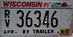 2017 Wisconsin RV Trailer License Plate