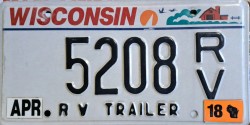 2008 Wisconsin RV Trailer License Plate