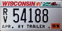 2018 Wisconsin RV Trailer License Plate