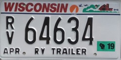 2019 Wisconsin RV Trailer License Plate