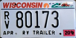 2020 Wisconsin RV Trailer License Plate