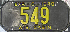 1948 Wisconsin Cabin License Plate