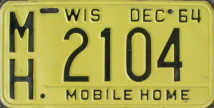 1964 Wisconsin Mobile Home License Plate