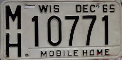 1965 Wisconsin Mobile Home License Plate