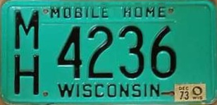 1973 Wisconsin Mobile Home License Plate