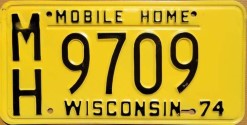 1974 Wisconsin Mobile Home License Plate