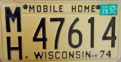 1979 Wisconsin Mobile Home License Plate