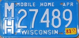 1983 Wisconsin Mobile Home License Plate