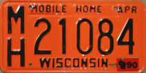 1990 Wisconsin Mobile Home License Plate