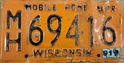 1991 Wisconsin Mobile Home License Plate