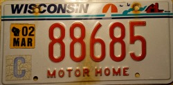 March 2002 Wisconsin Motor Home License Plate