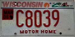 March 2006 Wisconsin Motor Home License Plate