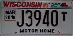 March 2020 Wisconsin Motor Home License Plate