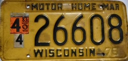 March 1979 Wisconsin Motor Home License Plate