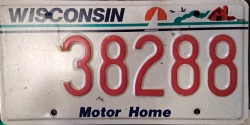 1988 Wisconsin Motor Home License Plate
