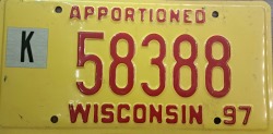 1997 Wisconsin Apportioned License Plate