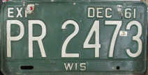 1961 Wisconsin Permit Reicprocity License Plate