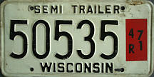 1971 Wisconsin Rental Semi Trailer License Plate