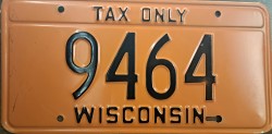 1972 Wisconsin Tax Only License Plate