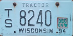 December 2004 Wisconsin Tractor License Plate
