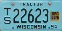 December 2008 Wisconsin Tractor License Plate
