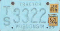 January 2005 Wisconsin Tractor License Plate