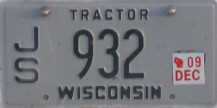 2009 Wisconsin Tractor License Plate