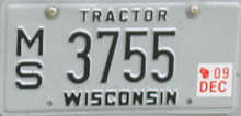 2009 Wisconsin Tractor License Plate