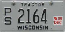 December 2009 Wisconsin Tractor License Plate
