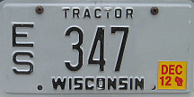 December 2012 Wisconsin Tractor License Plate