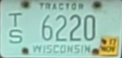 November 2017 Wisconsin Tractor License Plate