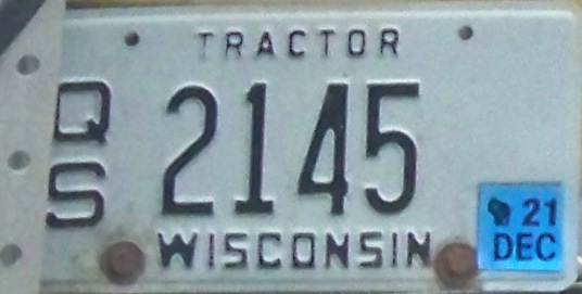 December 2021 Wisconsin Tractor License Plate